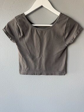 Free People Intimately grey stretchy short sleeve cropped top Women’s XS/S